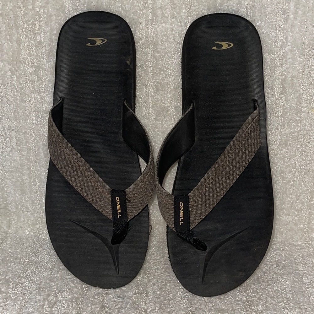 O'Neill Ignacio Sandals Flip-Flops Mens Brown Black Measurement 12” toe-heel EUC